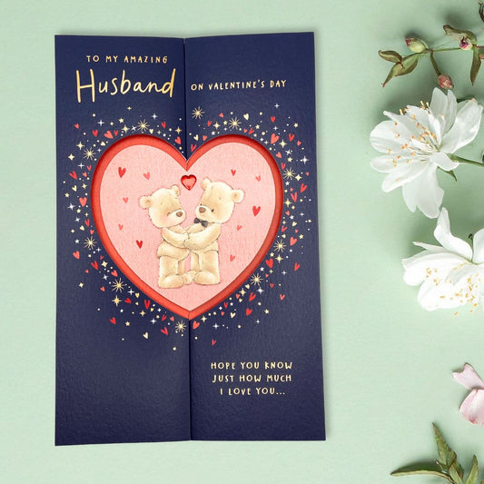 Husband Valentine's Day Large Card - Nutmeg Cut Out Heart