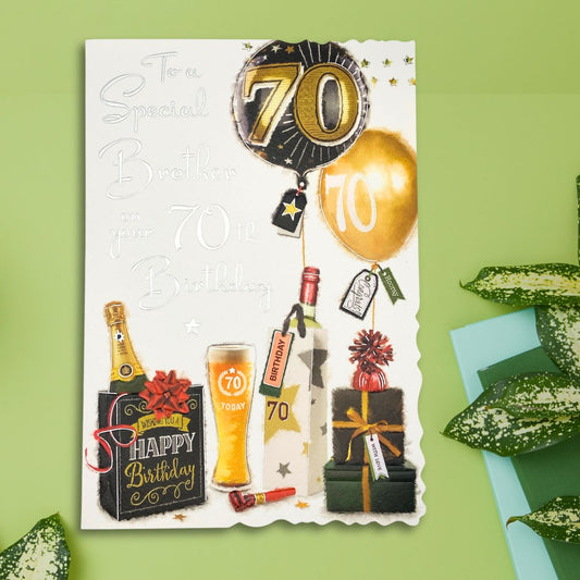 Brother 70th Birthday Card - Velvet Beer & Gifts