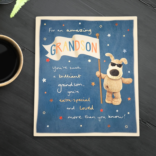 Grandson Birthday Card - Boofle Bear & Sunglasses