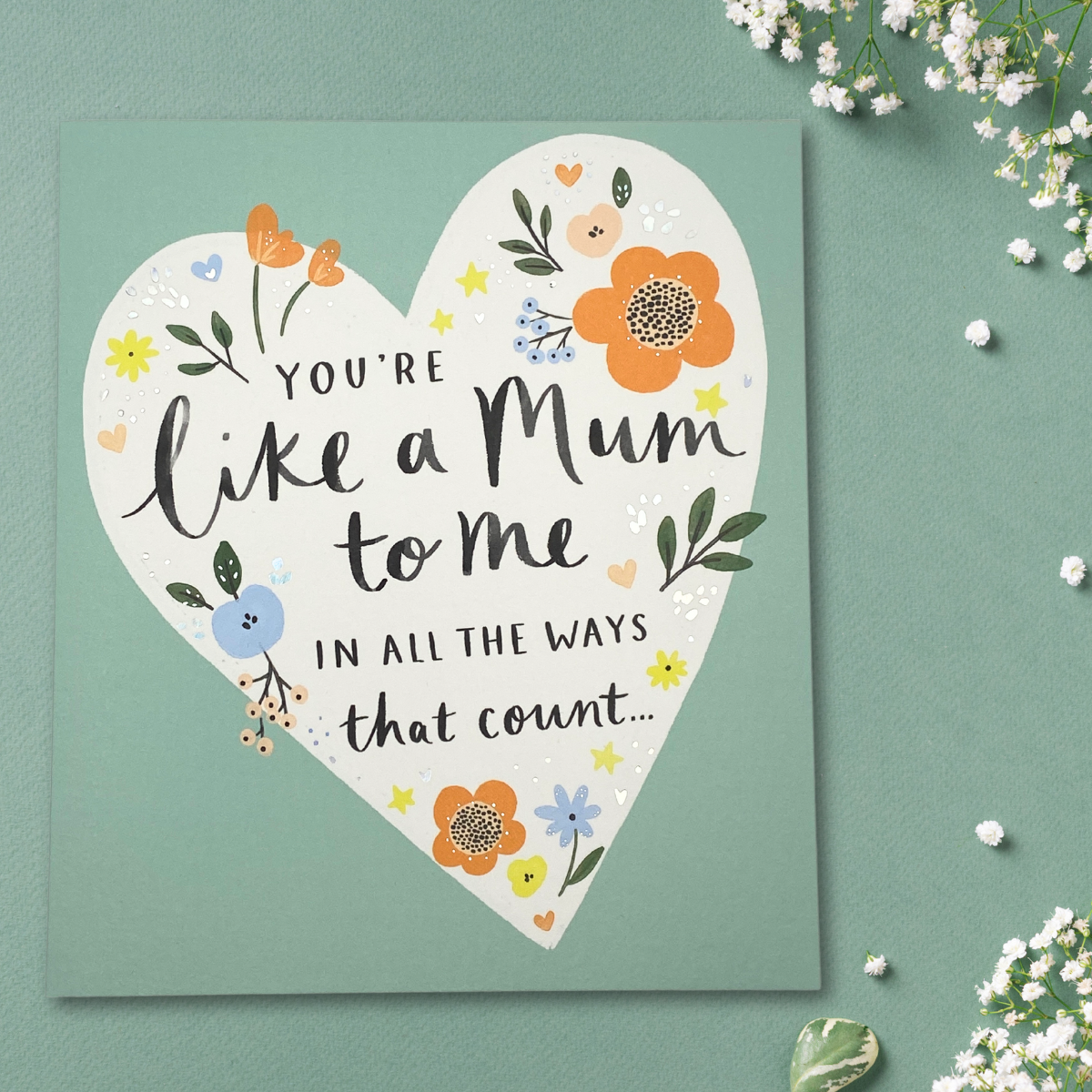 Like A Mum To Me Mother's Day Card - Floral Heart