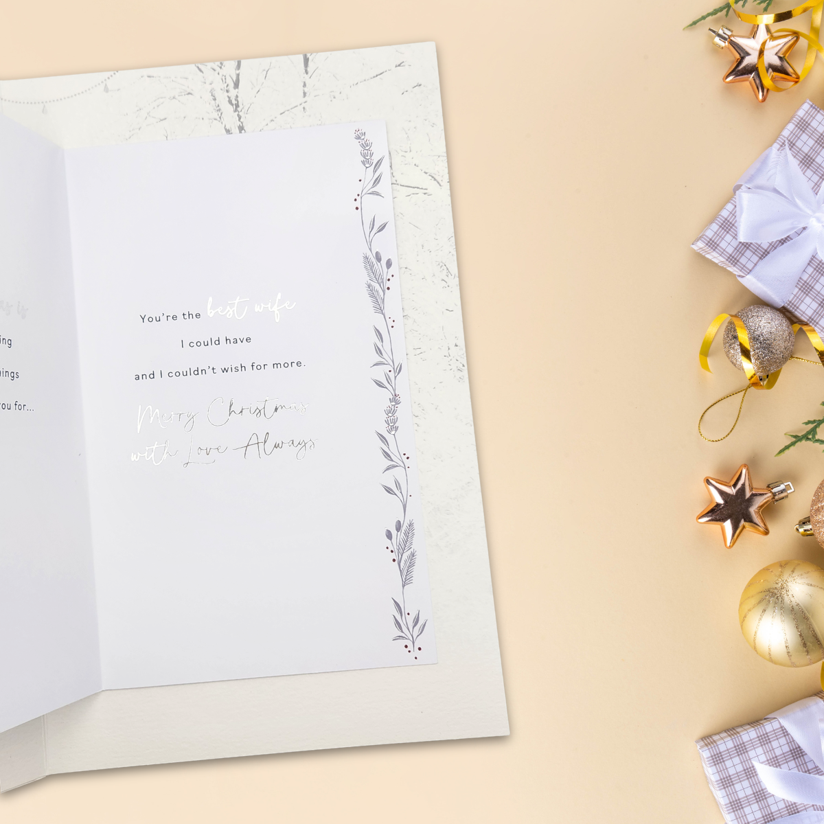 Wife Large Christmas Card - 3D Effect Penguins Large