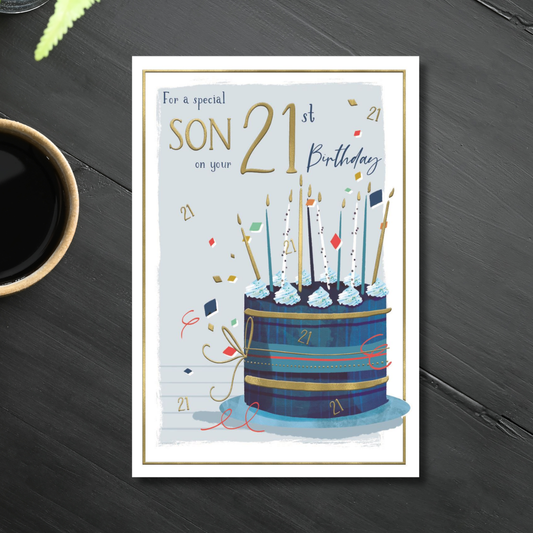 Son 21st Birthday Card - Skylight Cake