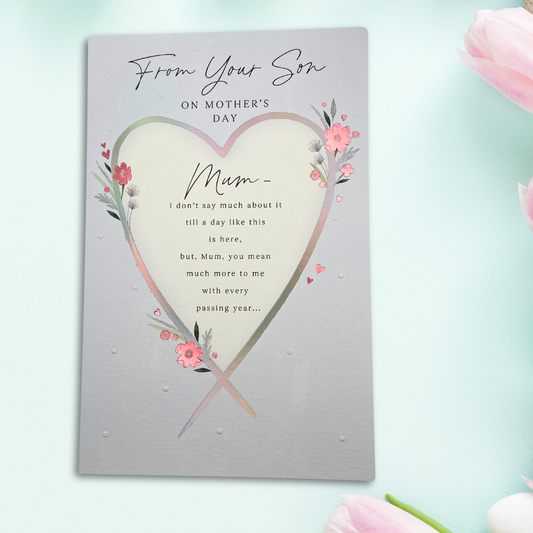 From Your Son on Mother's Day Card - Large Floral Heart