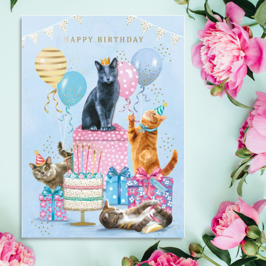 Decoupage Birthday Card - Cats