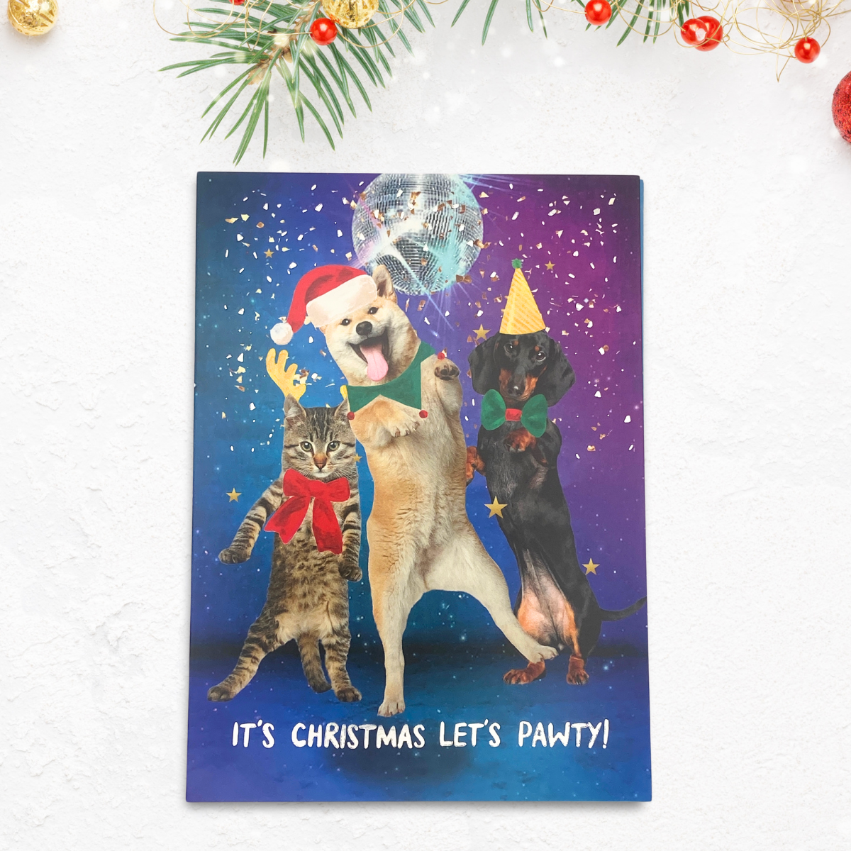 Funny Christmas Card - Let's Pawty