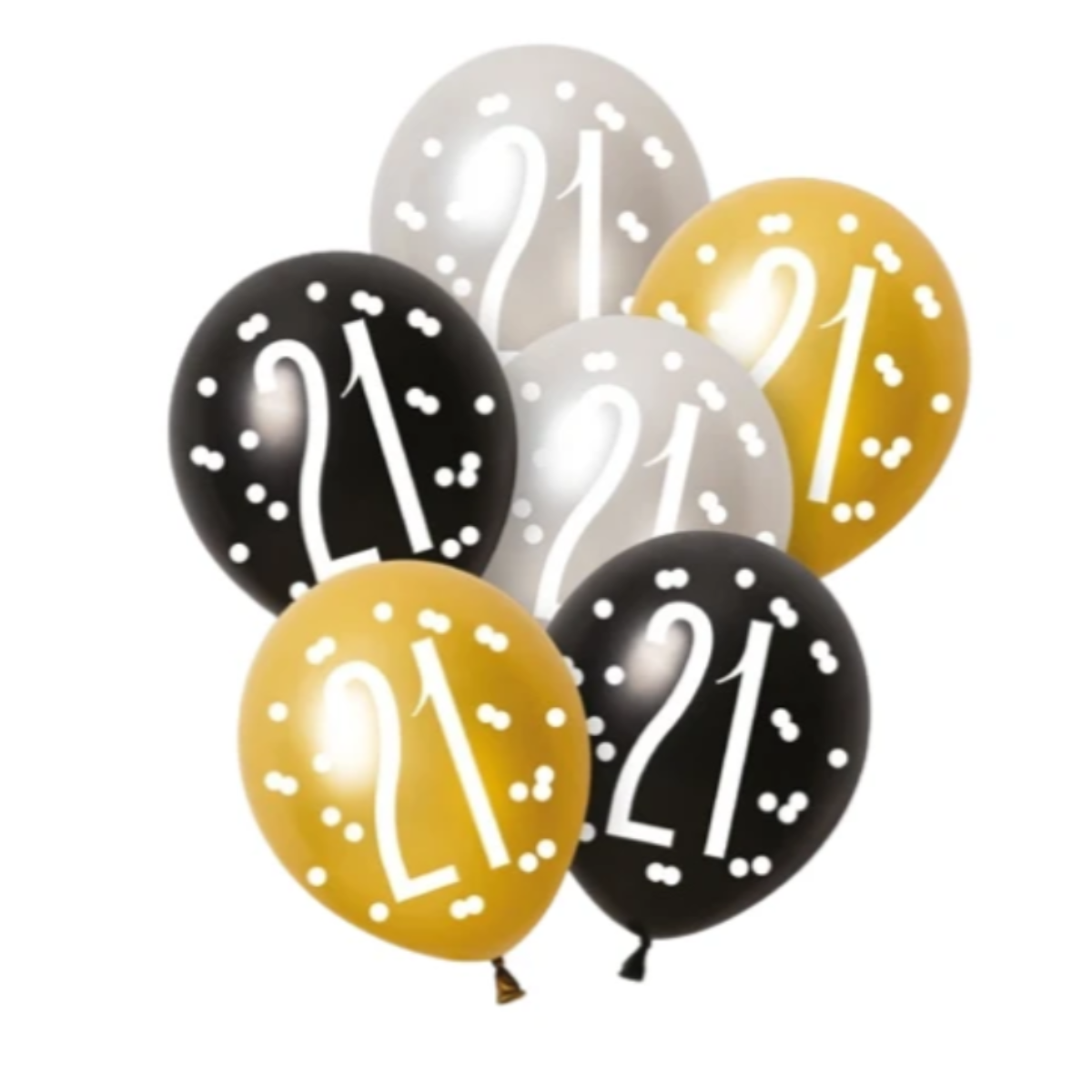 Unique Balloons - 6 x 12" Age 21 Black & Gold Glitz