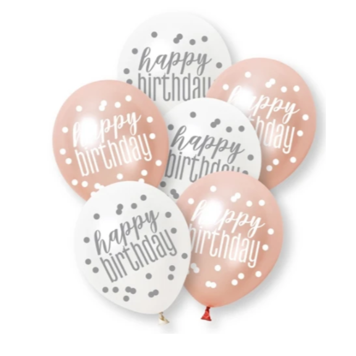 Unique Balloons - 6 x 12" Happy Birthday Rose Gold Glitz