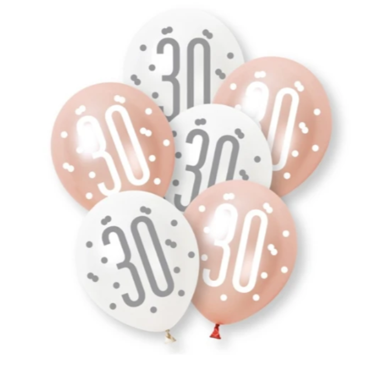 Unique Balloons - 6 x 12" Age 30 Rose Gold Glitz