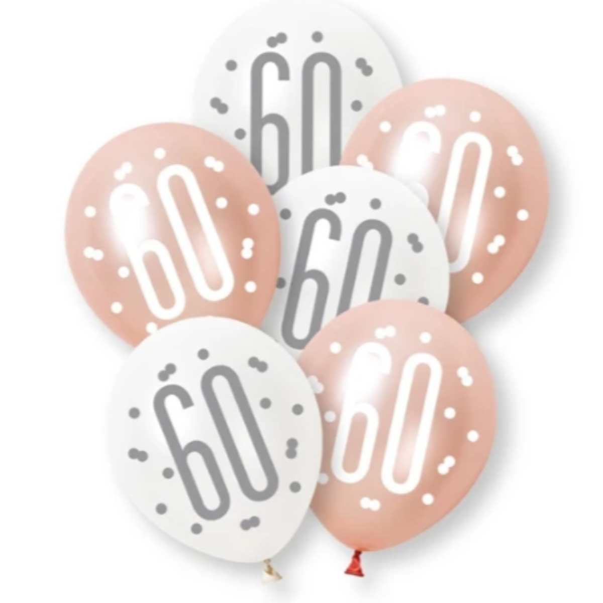 Unique Balloons - 6 x 12" Age 60 Rose Gold Glitz