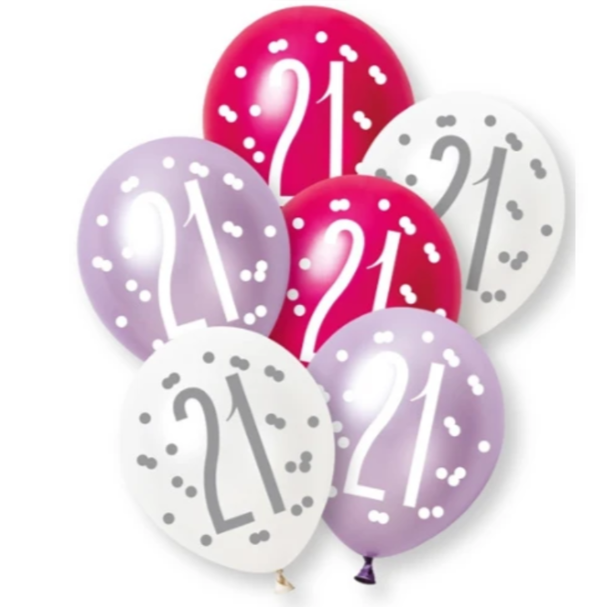 Unique Balloons - 6 x 12" Age 21 Pink & Purple Glitz