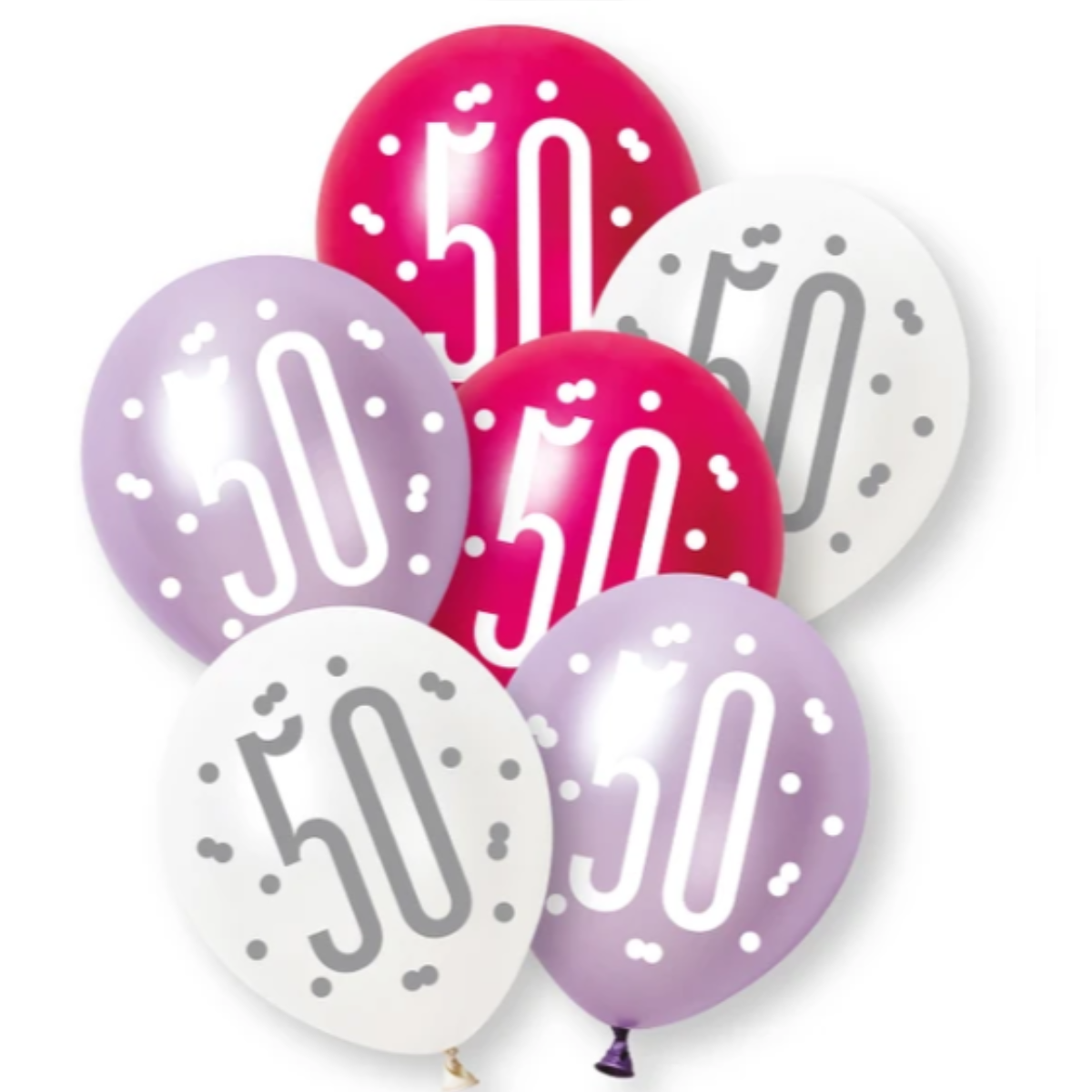 Unique Balloons - 6 x 12" Age 50 Pink & Purple Glitz