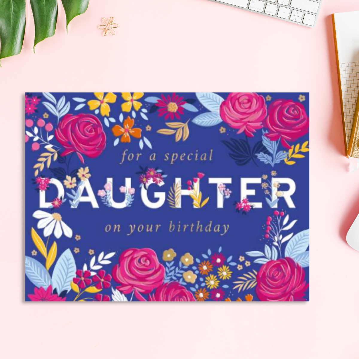 Daughter Birthday Card - Floral Text – The Celebration Store