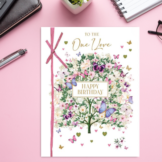 One I Love Birthday Card - Boxed Pizazz Butterfly Tree