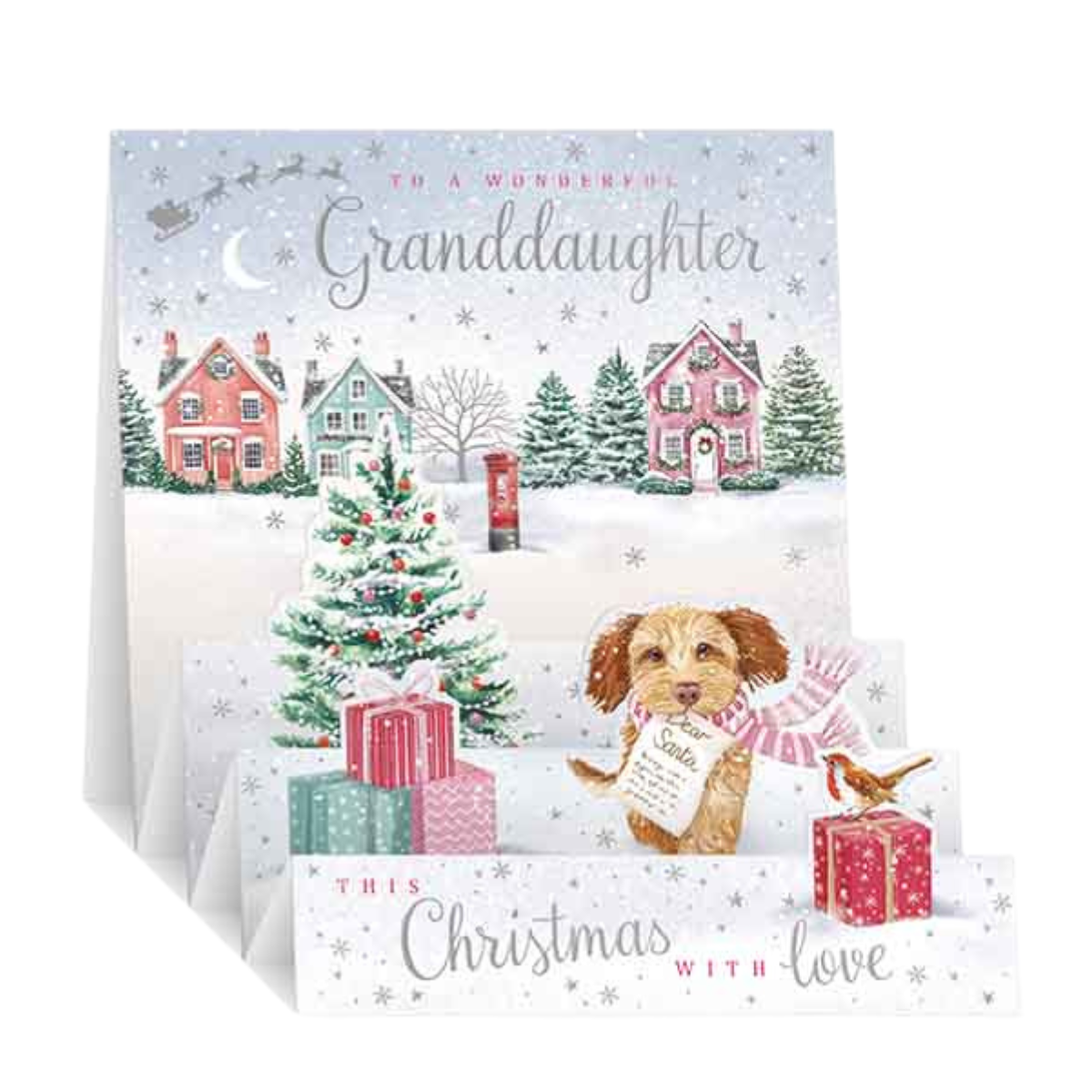 Granddaughter Christmas Card - Zig Zag Pop Up