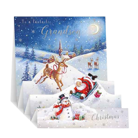 Grandson Christmas Card - Zig Zag Pop Up