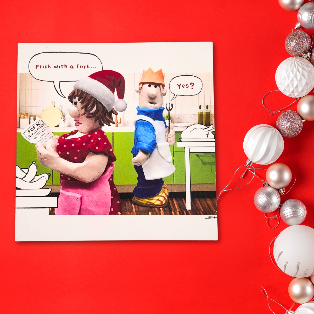 Open Christmas Card - Model Family Prick With A Fork
