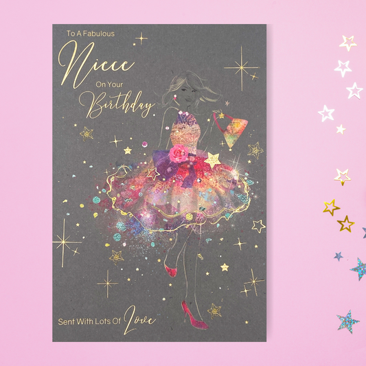 Niece Birthday Card - Grace Sparkly Dress