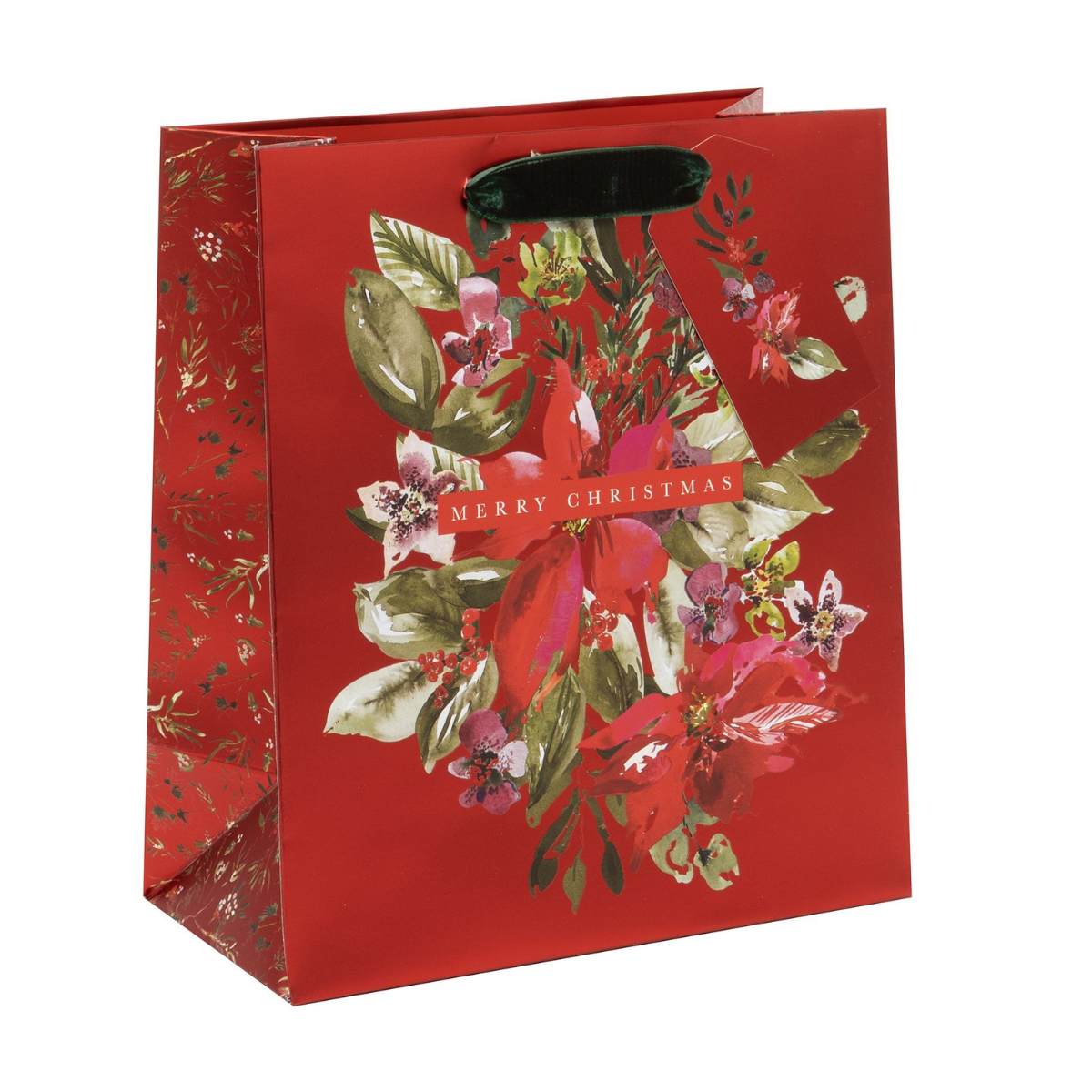 Christmas Gift Bag Medium - Plush Poinsettia