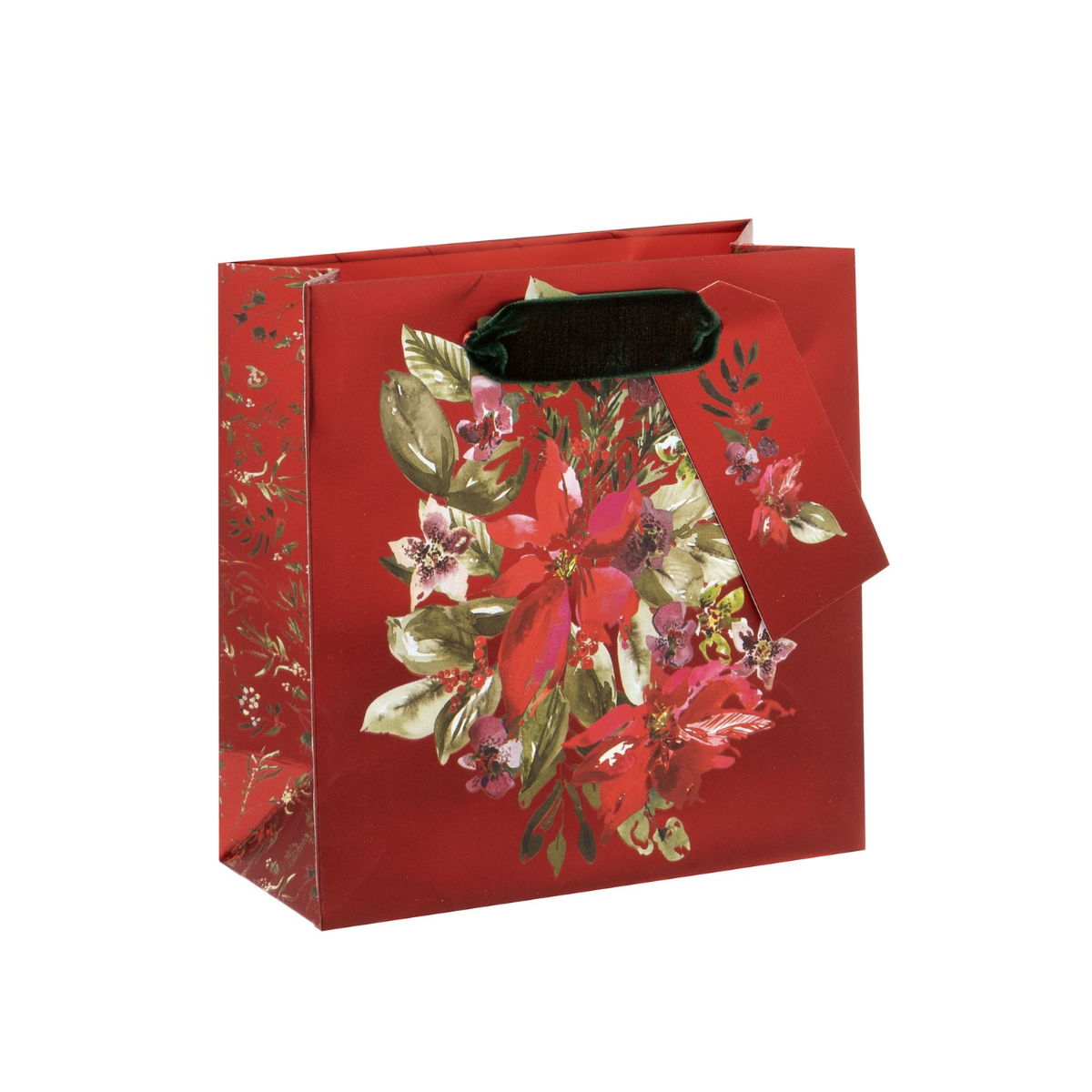 Christmas Gift Bag Small - Plush Poinsettia