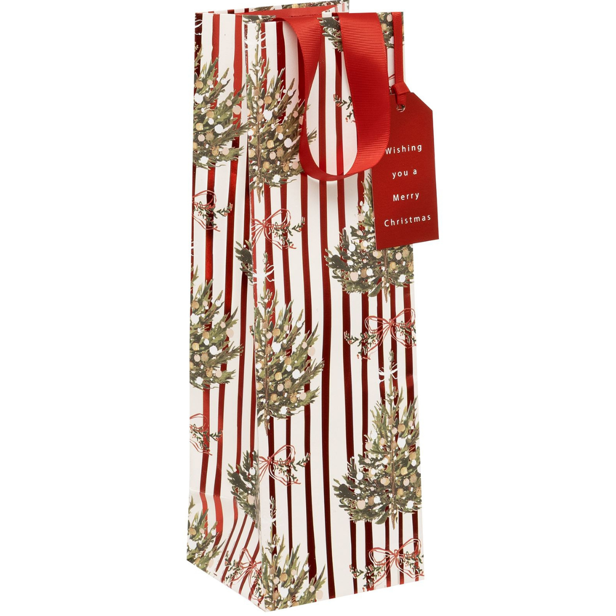 Christmas Gift Bottle Bag - Striped Spruce