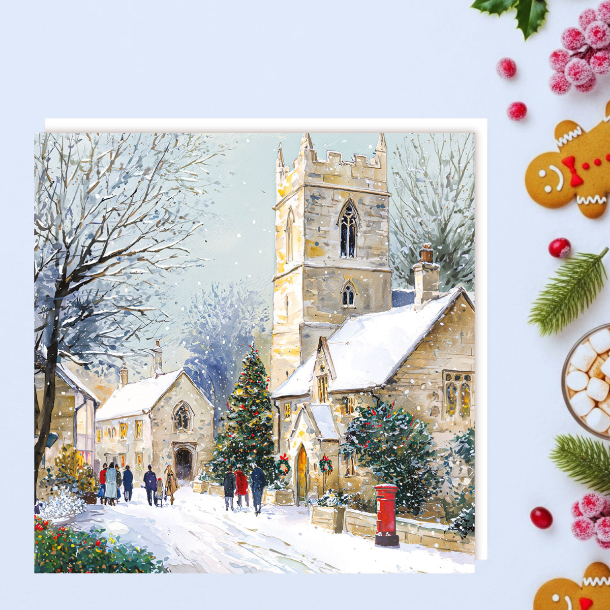 Charity Christmas Cards - 5 x Snowy Church Scene