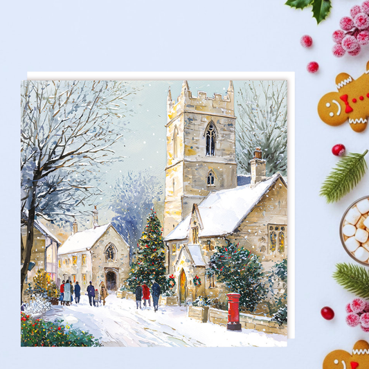 Charity Christmas Cards - 5 x Snowy Church Scene