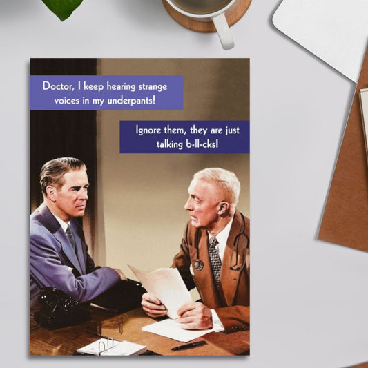 Quitting Hollywood Funny Birthday Card - Strange Voices In My Underpants
