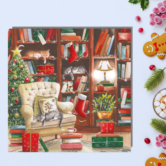 Charity Christmas Cards - 5 x Christmas Cosy Cats
