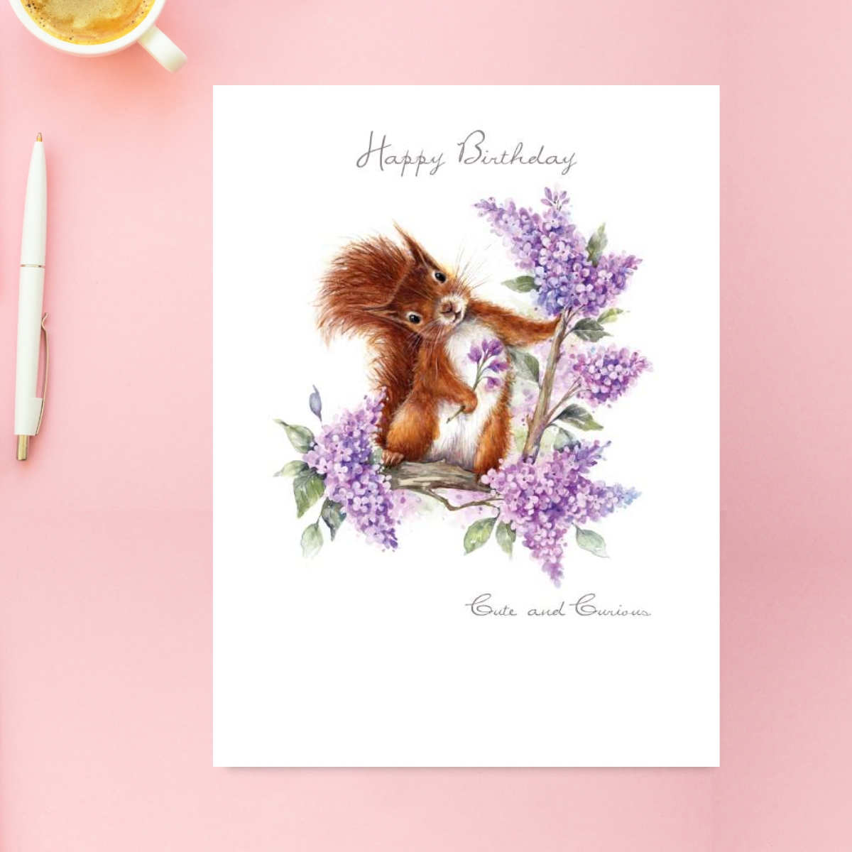 Pawfolio Birthday Card - Cute & Curious Squirrel