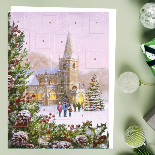 Advent Calendar - Snowy Church Scene