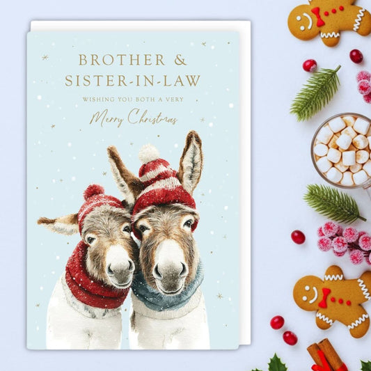 Brother & Sister-In-Law Christmas Card - Two Donkeys