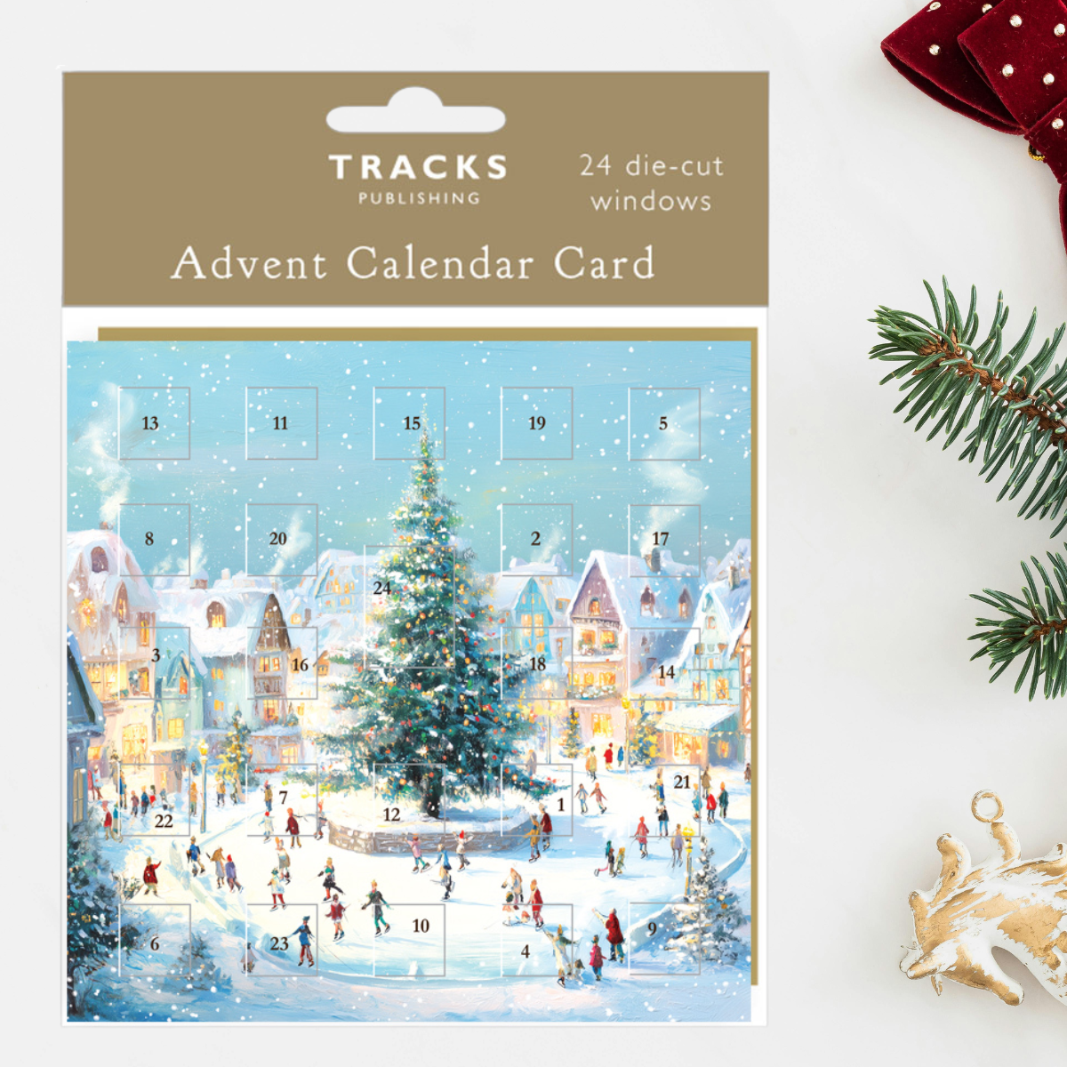 Advent Calendar Card - Ice Skating Scene