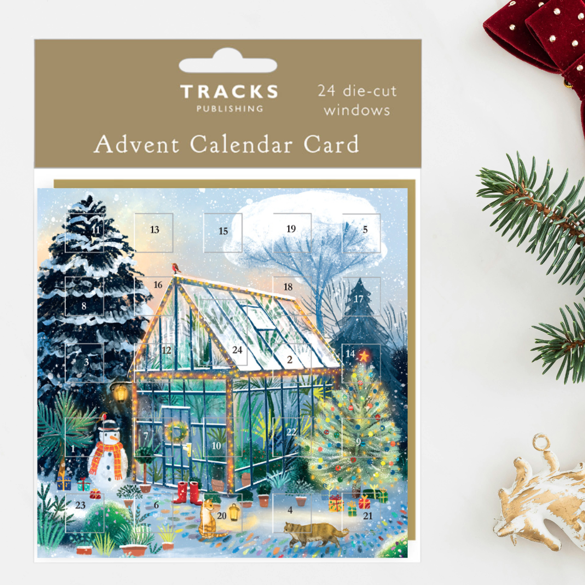Advent Calendar Card - Snowman & Greenhouse