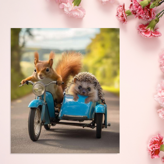 Blank Card - Cube - Ride In The Country Squirrel