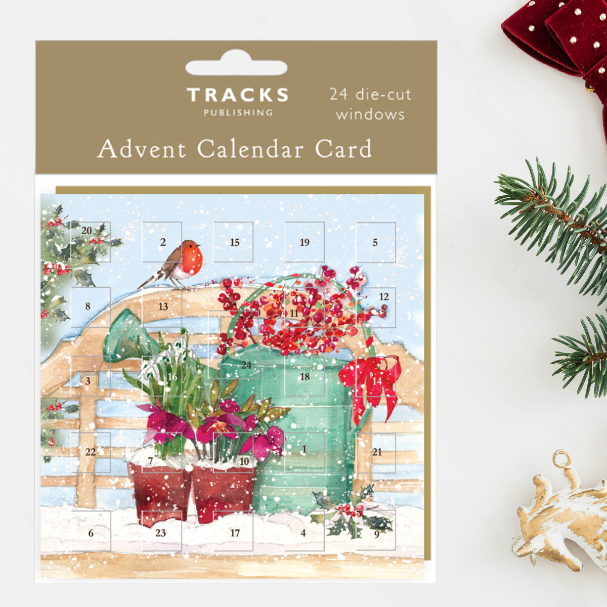 Advent Calendar Card - Robins & Watering Can