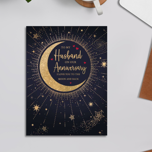 Husband Anniversary Card - To The Moon And Back