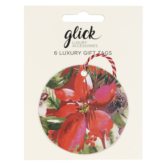 Christmas Tags Multipack - 6 x Plush Poinsettia