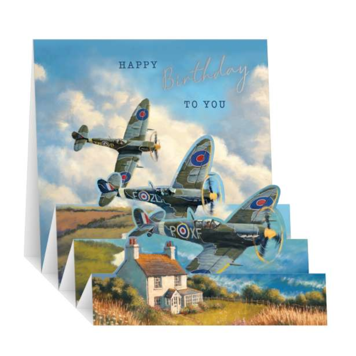 Zig Zag Pop Up Birthday Card - Spitfires