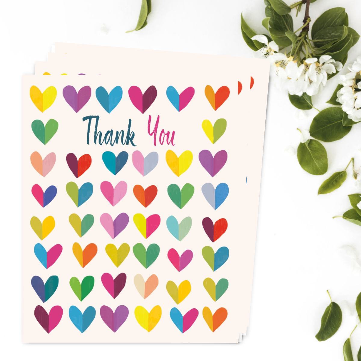 Notelets Thank You - Hearts - Pack Of 4