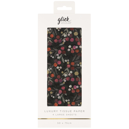 Christmas Printed Tissue Paper - Berries Green