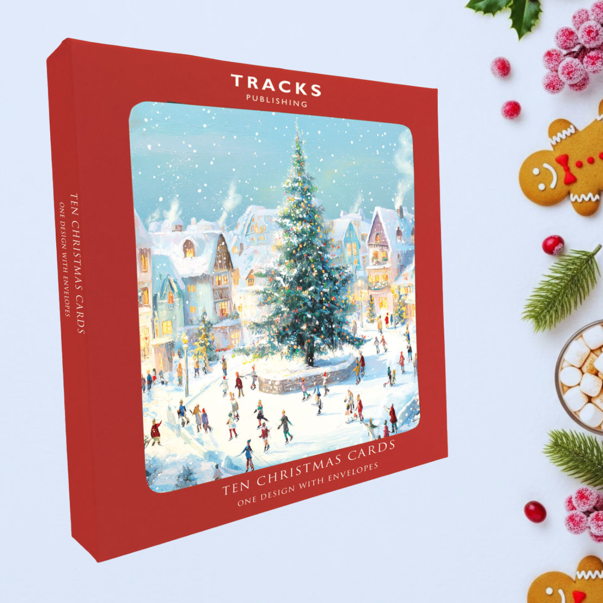 10 x Christmas Cards In Box - Ice Skating