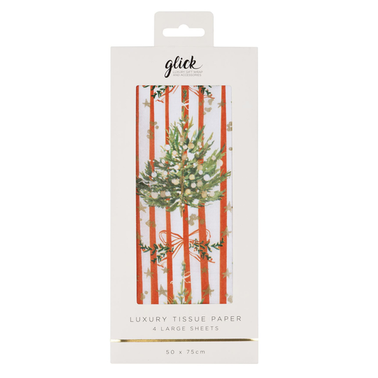 Christmas Printed Tissue Paper - Spruce Red Stripe
