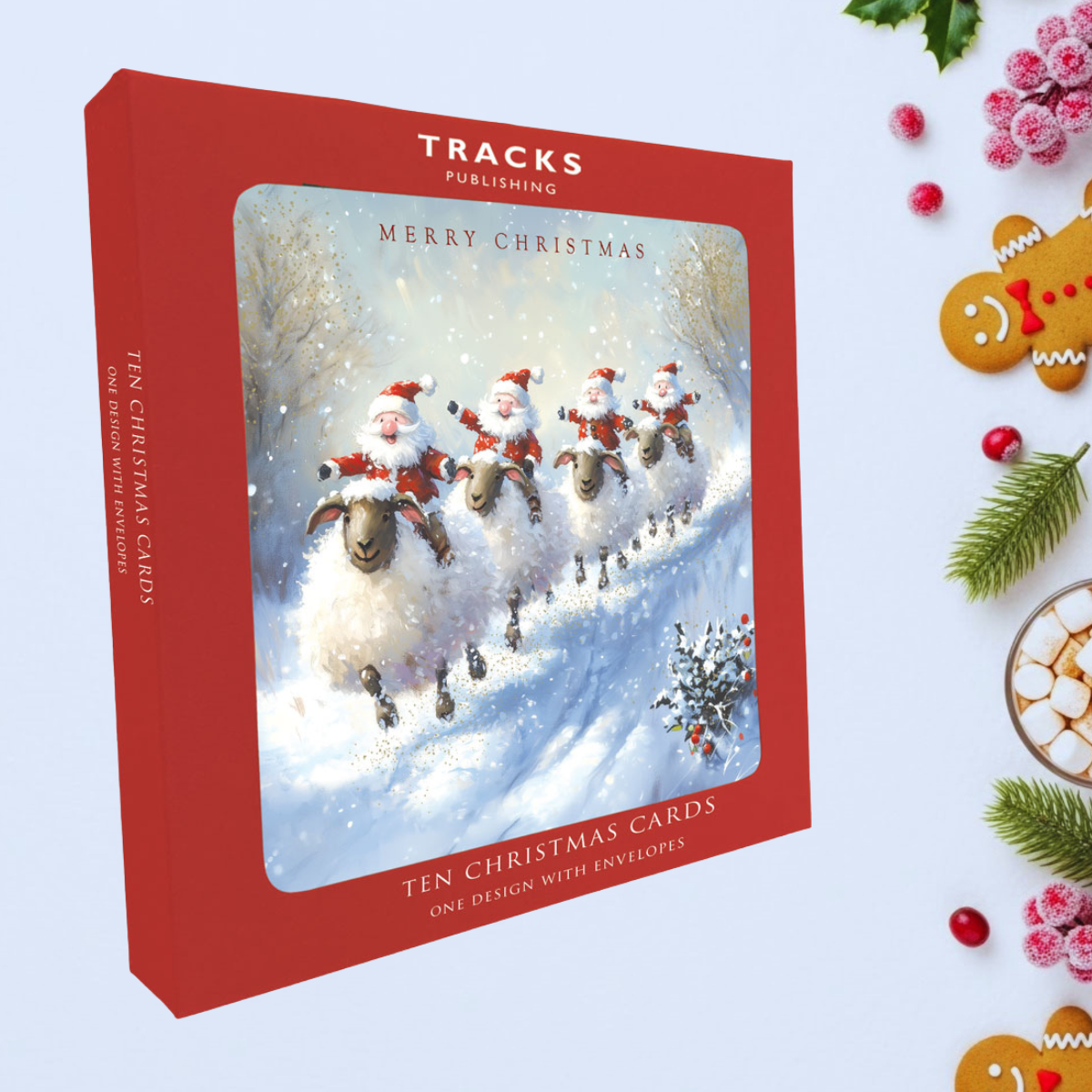 10 x Christmas Cards In Box - Santa's & Sheep