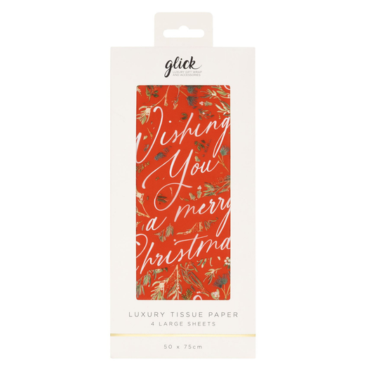 Christmas Printed Tissue Paper - Evergreen Embrace Red