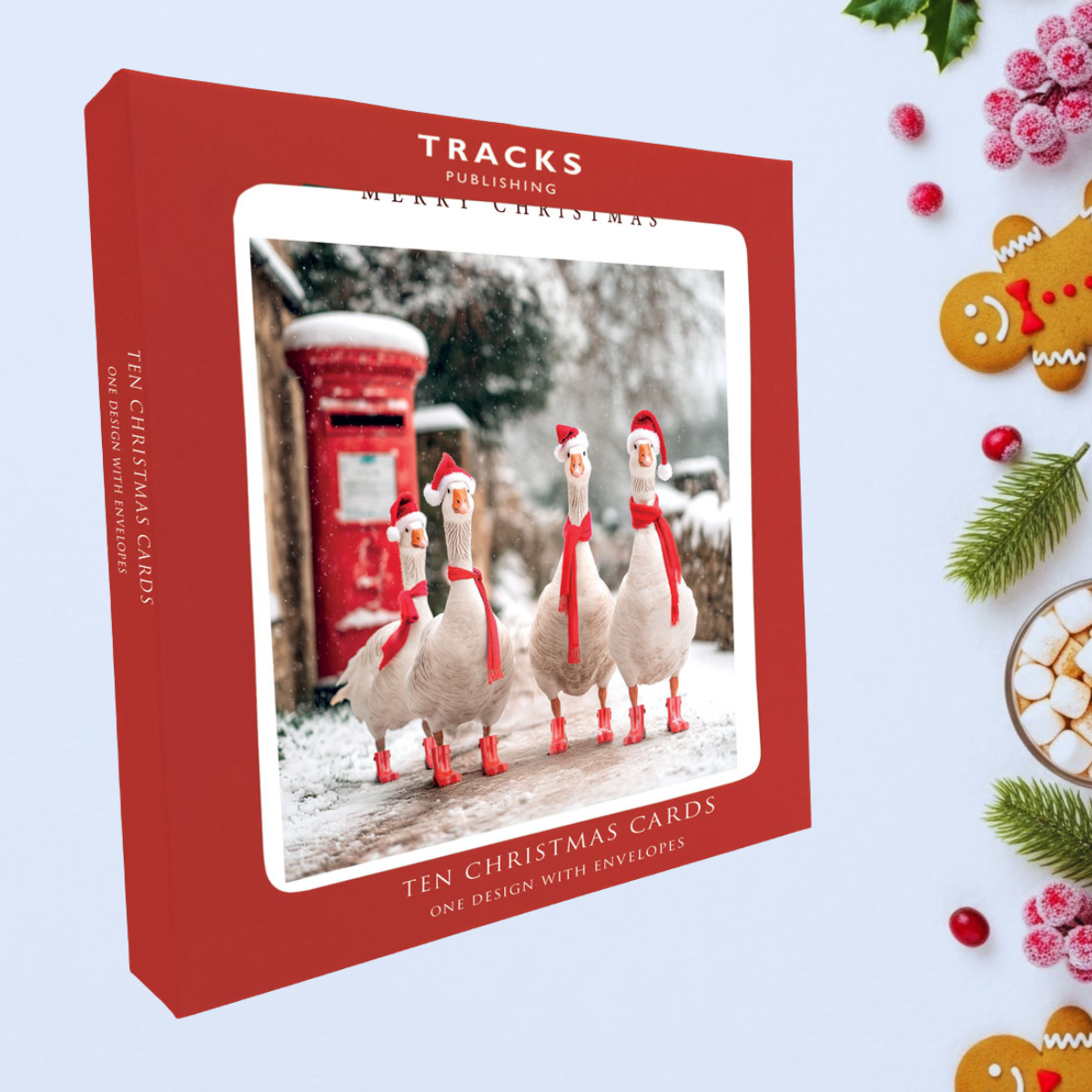 10 x Christmas Cards In Box - Christmas Geese