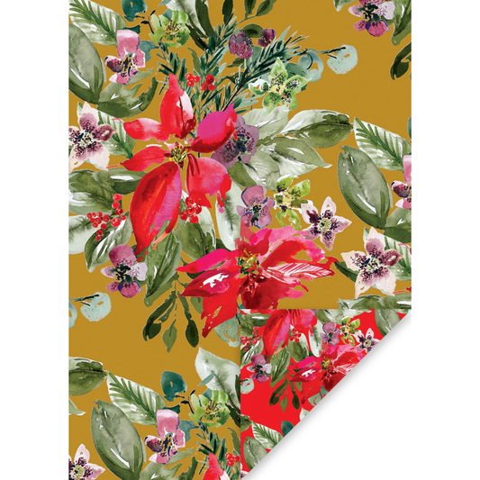 Christmas Giftwrap - Plush Poinsettia