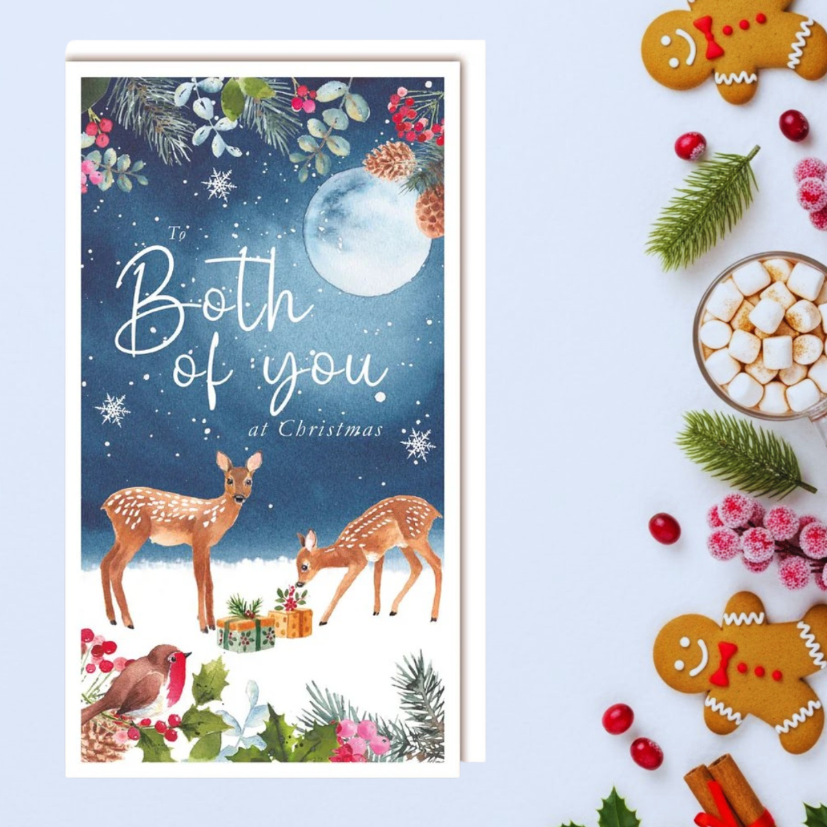 Both Of You Christmas Card - Moonlit Deer