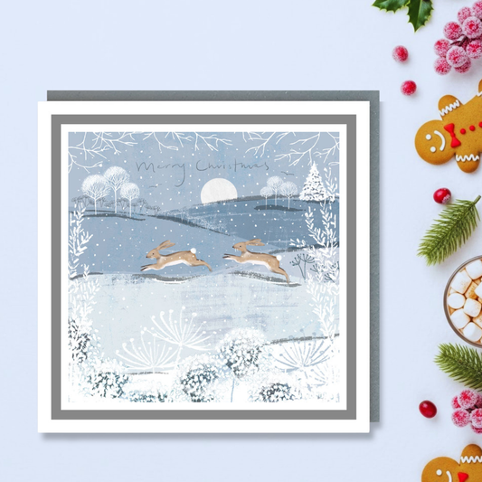 Charity Christmas Cards - 5 x Snowy Bunnies