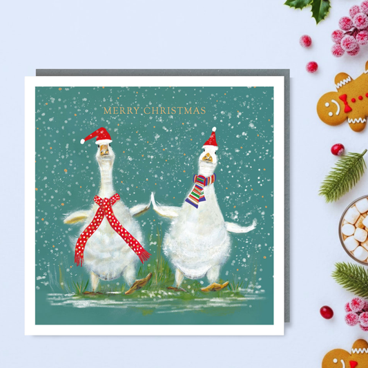 Charity Christmas Cards - 5 x Dancing Geese