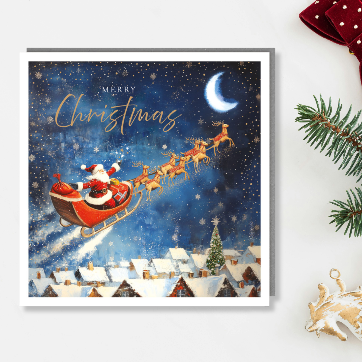 Charity Christmas Cards - 5 x Santa's Sleigh Ride